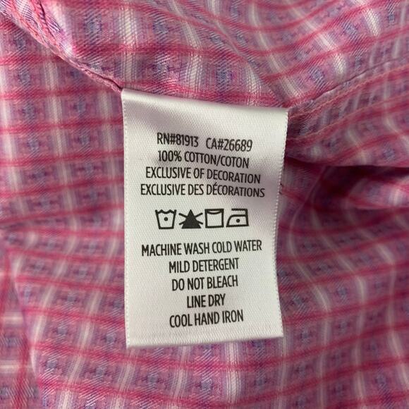 ROBERT GRAHAM Shirt 1X Conlan Classic Fit Contrast Cuffs Point Collar Curved Hem - Picture 7 of 9